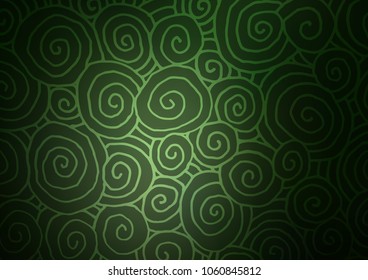 Dark Green vector natural abstract background. Shining colored illustration with doodles in Zen tangle style. Hand painted design for web, wrapping, wallpaper.