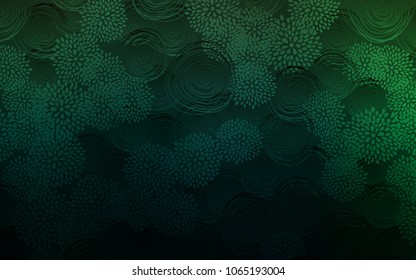 Dark Green vector natural abstract design. Blurred decorative design in Indian style with flowers. The textured pattern can be used for website.