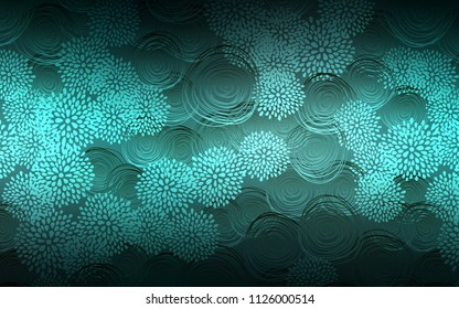 Dark Green vector natural abstract design. Doodle illustration of flowers in Origami style with gradient. Hand painted design for web, leaflet, textile.