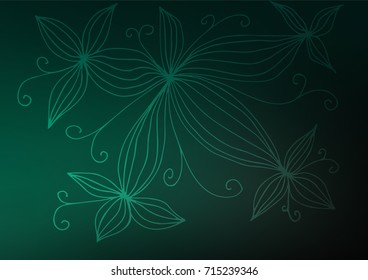 Dark Green vector natural abstract texture. A vague abstract illustration with doodles in Indian style. The doodle design can be used for your web site.