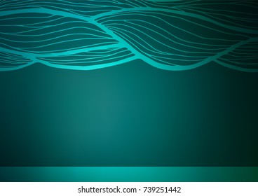Dark Green vector natural abstract texture. Colorful abstract illustration with lines in Asian style. Hand painted design for web, leaflet, textile.