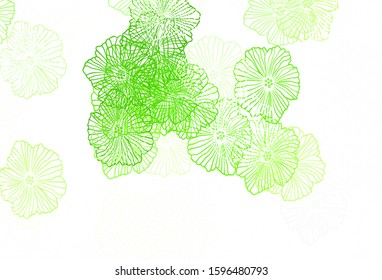 Dark Green vector natural artwork with leaves. Colorful illustration with flowers in doodle style. Elegant pattern for your brand book.