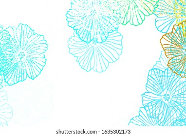 Dark Green vector natural artwork with leaves. Shining colored illustration with flowers. Doodle design for your web site.