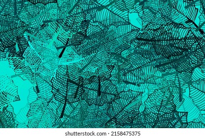 Dark Green vector natural artwork with leaves. A vague abstract illustration with leaves in doodles style. Colorful pattern for kid's books.