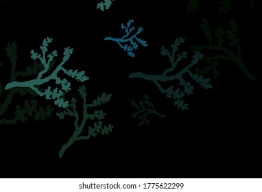 Dark Green vector natural backdrop with branches. An elegant bright illustration with leaves and branches. Pattern for wallpapers, coloring books.