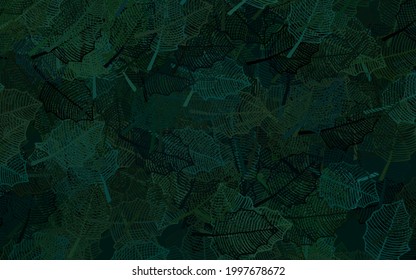Dark Green vector natural backdrop with leaves. A vague abstract illustration with leaves in doodles style. Pattern for wallpapers, coloring books.