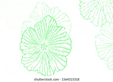 Dark Green vector natural background with leaves. Flowers with gradient on white background. Hand painted design for web, leaflets.