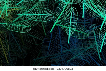Dark Green vector natural background with flowers, leaves. Leaves and flowers with gradient on white background. The best design for your business.