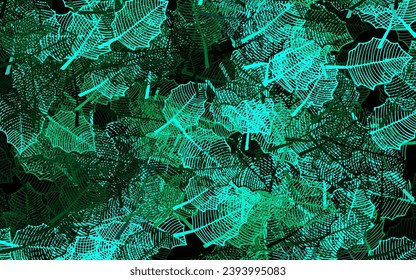 Dark Green vector natural background with leaves. Decorative illustration with doodles on abstract template. New template for your brand book.
