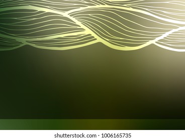 Dark Green vector natural elegant texture. Colorful abstract illustration with lines in Asian style. A new texture for your design.
