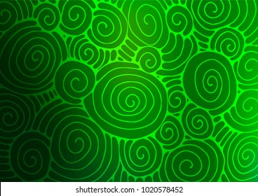 Dark Green vector natural elegant template. Shining colored illustration with doodles in Zen tangle style. Hand painted design for web, wrapping, wallpaper.