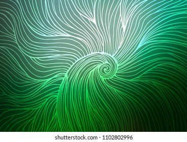 Dark Green vector natural elegant pattern. Colorful abstract illustration with lines in Asian style. The pattern can be used for coloring books and pages for kids.
