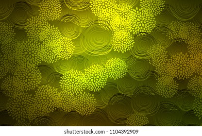 Dark Green vector natural elegant artwork. An elegant bright illustration with flowers in Natural style. The pattern can be used for coloring books and pages for kids.