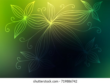 Dark Green vector natural elegant background. Decorative shining illustration with doodles on abstract template. The doodle design can be used for your web site.
