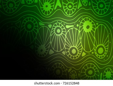 Dark Green vector natural elegant pattern. Shining colored illustration with doodles in Zen tangle style. Brand-new design for your business.