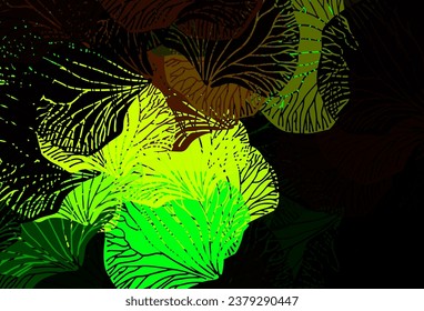 Dark Green vector natural pattern with leaves. A vague abstract illustration with leaves in doodles style. Hand painted design for web, wrapping.