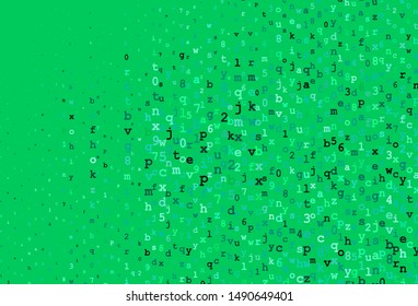 Dark Green vector pattern with ABC symbols. Modern geometrical illustration with ABC english symbols. Pattern for ads, poster, banner of books.