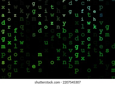 Dark Green Vector Pattern With ABC Symbols. Shining Illustration With ABC Symbols On Abstract Template. The Pattern Can Be Used As Ads, Poster, Banner For Books.