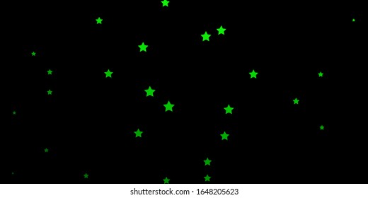 Dark Green vector pattern with abstract stars. Shining colorful illustration with small and big stars. Pattern for new year ad, booklets.
