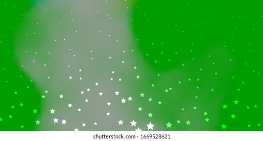 Dark Green vector pattern with abstract stars. Shining colorful illustration with small and big stars. Best design for your ad, poster, banner.