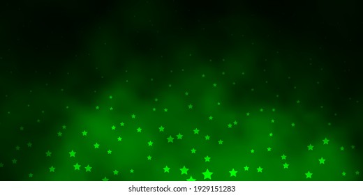 Dark Green vector pattern with abstract stars. Blur decorative design in simple style with stars. Pattern for new year ad, booklets.