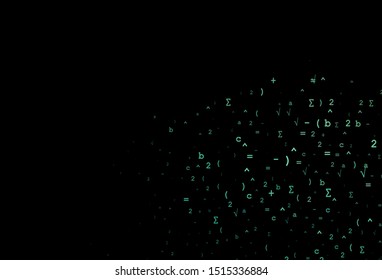 Dark Green vector pattern with arithmetic signs. Modern geometrical illustration with numerals. Pattern for ads, poster, banner of books.
