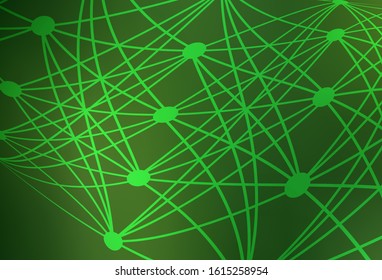 Dark Green vector pattern with artificial intelligence network. Colorful design in simple style with AI links. Pattern for  poster, banner of technology.