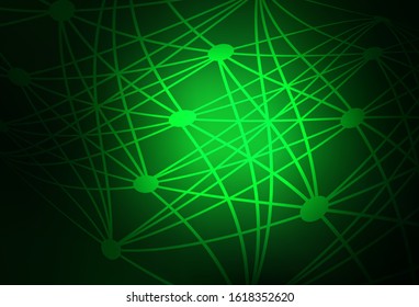 Dark Green vector pattern with artificial intelligence network. Abstract illustration with links and dots of AI. Pattern for science, futuristic designs.