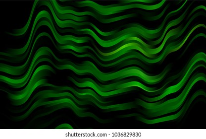 Dark Green vector pattern with bent ribbons. Shining crooked illustration in marble style. The template for cell phone backgrounds.
