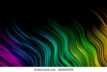 Dark Green vector pattern with bent lines. Glitter abstract illustration with wry lines. Textured wave pattern for backgrounds.