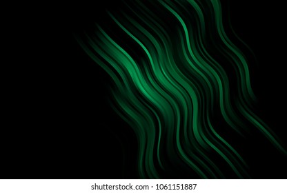 Dark Green vector pattern with bent ribbons. Shining illustration, which consist of blurred lines, circles. Textured wave pattern for backgrounds.