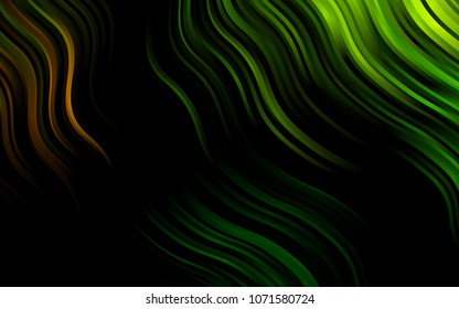 Dark Green vector pattern with bent ribbons. Colorful illustration in abstract marble style with gradient. Marble style for your business design.