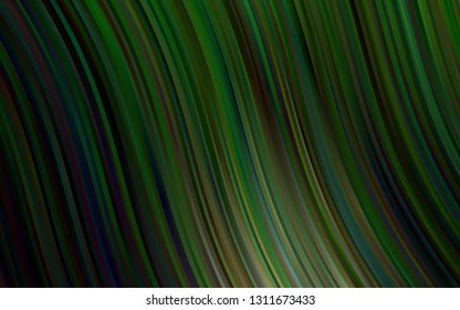 Dark Green vector pattern with bent ribbons. Shining illustration, which consist of blurred lines, circles. The template for cell phone backgrounds.