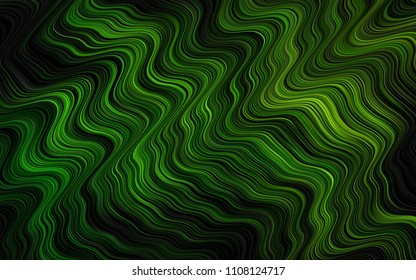 Dark Green vector pattern with bubble shapes. Glitter abstract illustration with wry lines. Textured wave pattern for backgrounds.