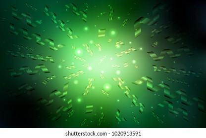 Dark Green vector pattern with christmas ribbons. Glitter abstract illustration with colorful confetti, ribbons. The pattern can be used for birthday gifts, congratulations.