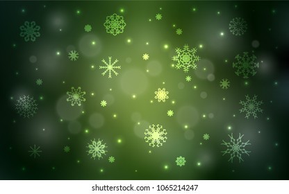 Dark Green vector pattern with christmas snowflakes. Modern geometrical abstract illustration with crystals of ice. New year design for your business advert.