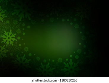 Dark Green vector pattern with christmas snowflakes. Snow on blurred abstract background with gradient. New year design for your ad, poster, banner.