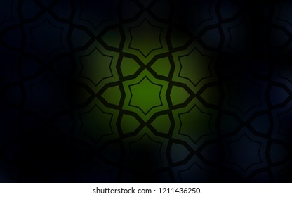 Dark Green vector pattern with christmas stars. Glitter abstract illustration with colored stars. Pattern for wrapping gifts.