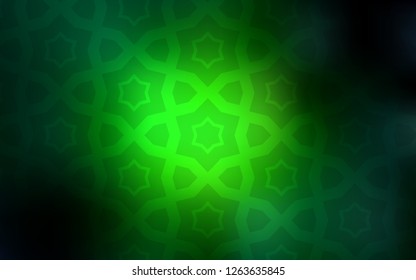 Dark Green vector pattern with christmas stars. Shining colored illustration with stars. Template for sell phone backgrounds.