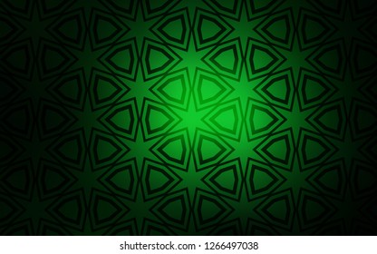 Dark Green vector pattern with christmas stars. Glitter abstract illustration with colored stars. Best design for your ad, poster, banner.