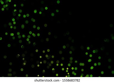 Dark Green vector pattern with christmas snowflakes. Glitter abstract illustration with crystals of ice. The pattern can be used for new year leaflets.