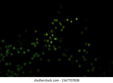 Dark Green vector pattern with christmas snowflakes. Blurred decorative design in xmas style with snow. New year design for your ad, poster, banner.