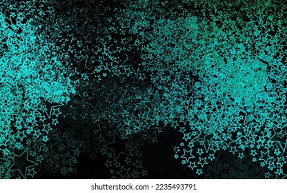 Dark Green vector pattern with christmas stars. Stars on blurred abstract background with gradient. Template for cosmic backgrounds.