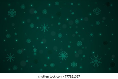 Dark Green vector pattern with christmas snowflakes. Modern geometrical abstract illustration with crystals of ice. New year design for your business advert.