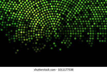 Dark Green vector pattern with colored spheres. Geometric sample of repeating circles on white background in halftone style.