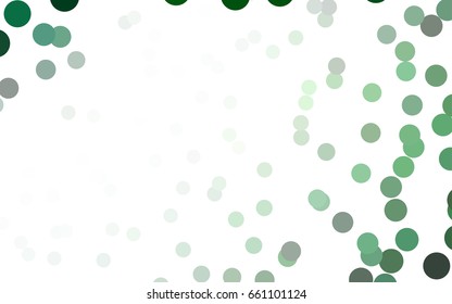 Dark Green vector pattern with colored spheres. Geometric sample of repeating circles on white background in halftone style.