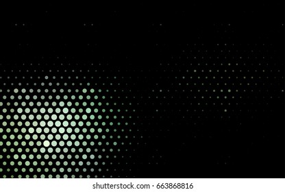 Dark Green vector pattern with colored spheres. Geometric sample of repeating circles on white background in halftone style.