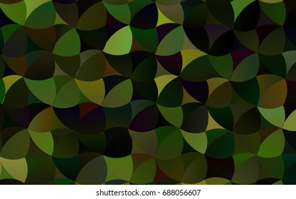 Dark Green vector pattern with colored spheres. Geometric sample of repeating circles on white background in halftone style.