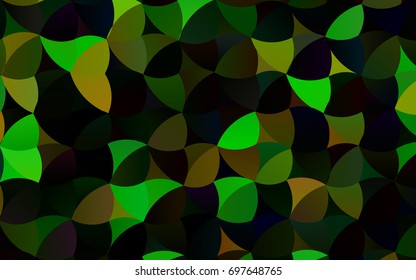 Dark Green vector pattern with colored spheres. Geometric sample of repeating circles on white background in halftone style.