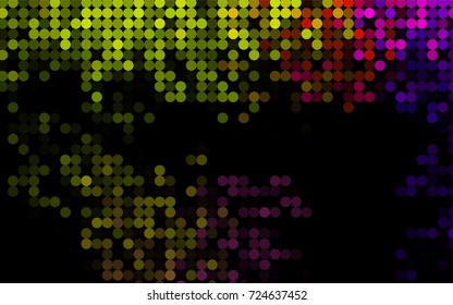 Dark Green vector pattern with colored spheres. Geometric sample of repeating circles on white background in halftone style.